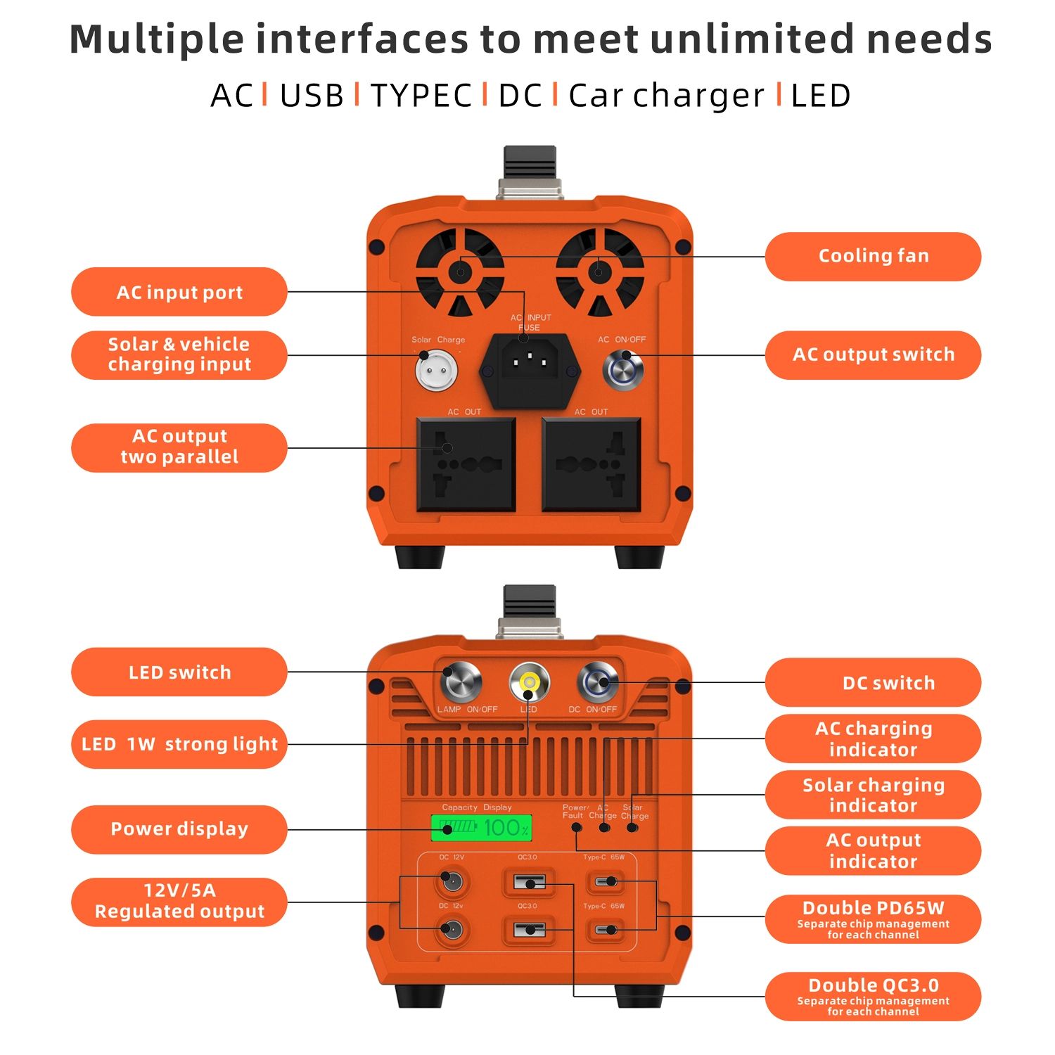 ES-600 Energy Storage Power solar inverter for outdoor use with lithium battery